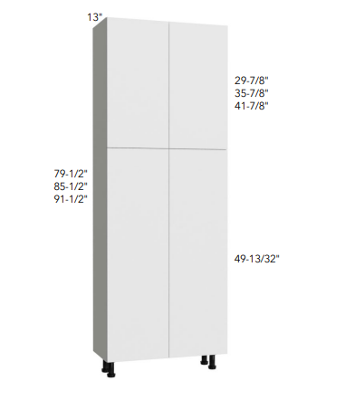 13" DEEP TALL PANTRY - DOUBLE DOOR  - Bianco Gloss