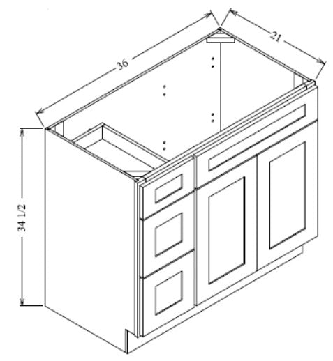 VANITY SINK COMBO -DRAWERS LEFT - Shaker B. Gray