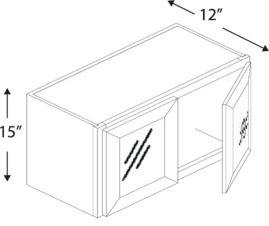 15" HIGH GLASS DOOR WALL CABINETS - Shaker White