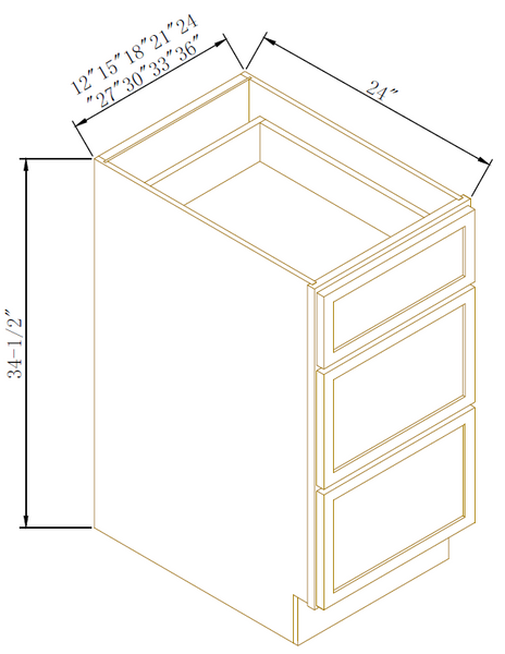 DRAWER BASES- 3 DRAWERS - Newtown White