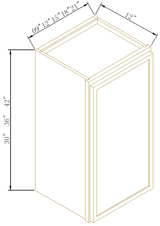 36" HIGH WALL CABINETS- SINGLE DOOR - Newtown White