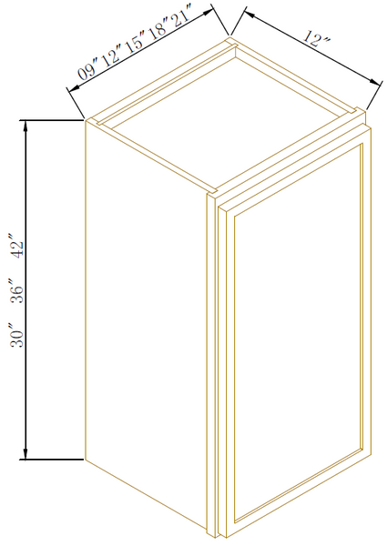 36" HIGH WALL CABINETS- SINGLE DOOR - Newtown White