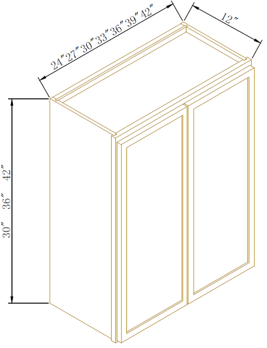 30" HIGH WALL CABINETS- DOUBLE DOOR - Newtown White