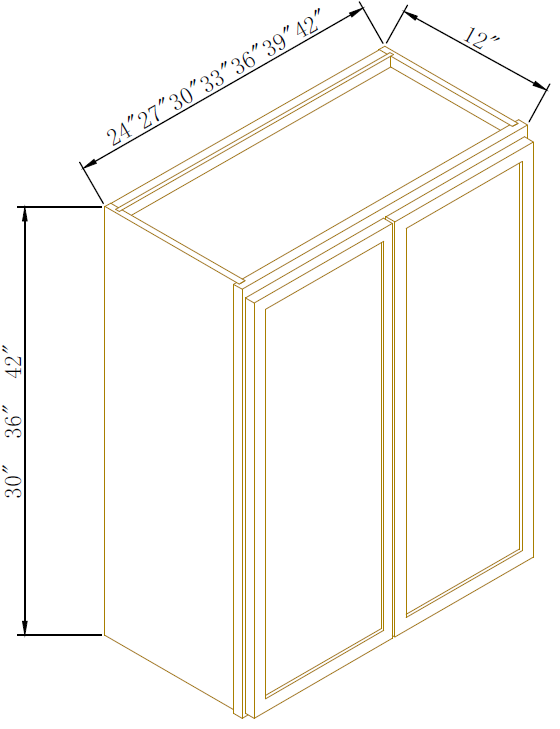 30" HIGH WALL CABINETS- DOUBLE DOOR - Newtown White