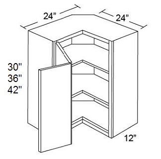 WALL PIE CUT CORNER CABINETS - Shaker White