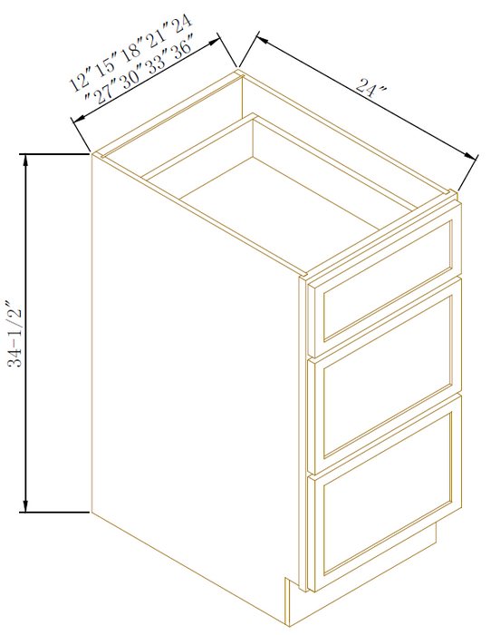 DRAWER BASES- 3 DRAWERS - Newtown Black