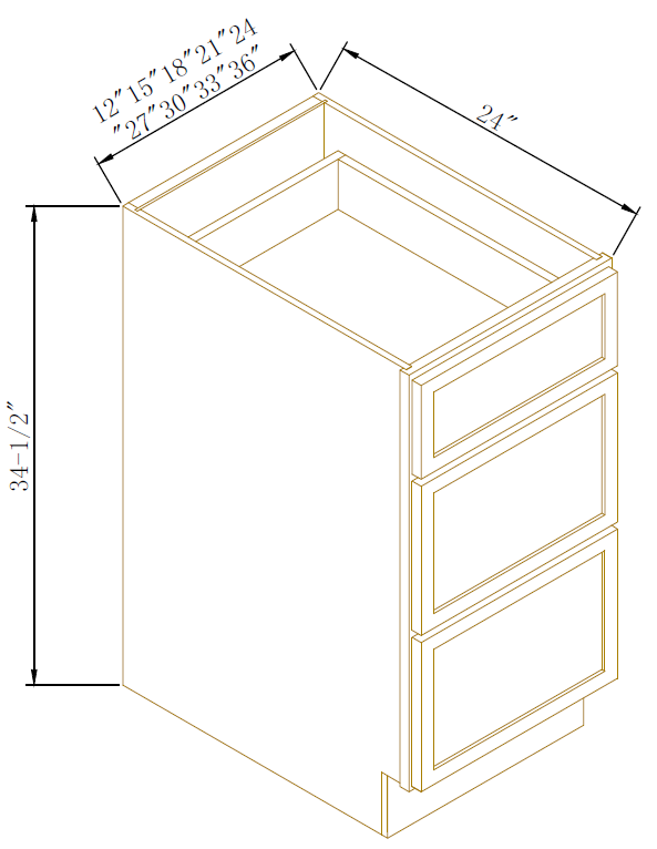 DRAWER BASES- 3 DRAWERS - Newtown Black