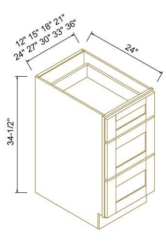 DRAWER BASES- 3 DRAWERS - Escada White