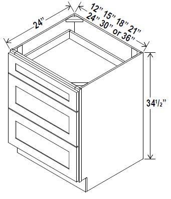 DRAWER BASES- 3 DRAWERS - Charleston Saddle