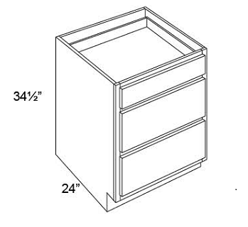 DRAWER BASES- 3 DRAWERS Shaker White 