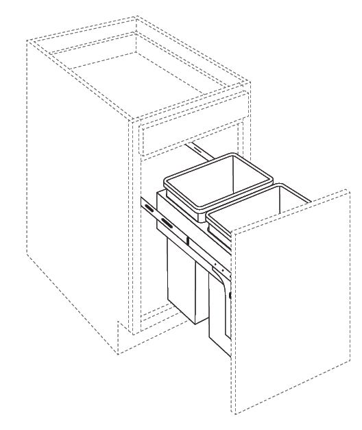 BASE CABINET TRASH CAN PULL OUT (CABINET INCLUDED) - Shaker B. Gray