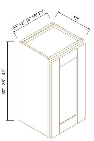 30" HIGH WALL CABINETS- SINGLE DOOR - Escada Dove